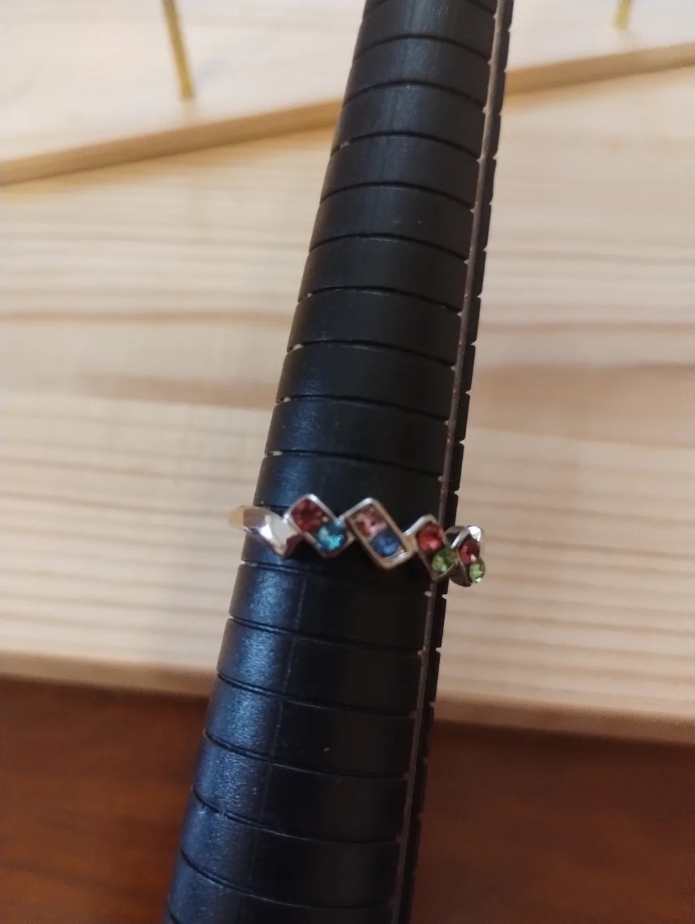 New Multicolor Rhinestone Ring Silver Tone Costume Jewelry Statement Ring Size 8